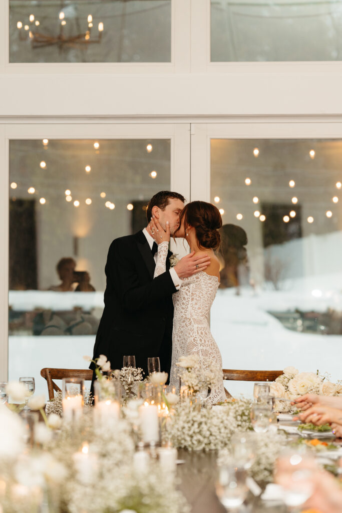 Romantic winter wedding reception at The Hutton House