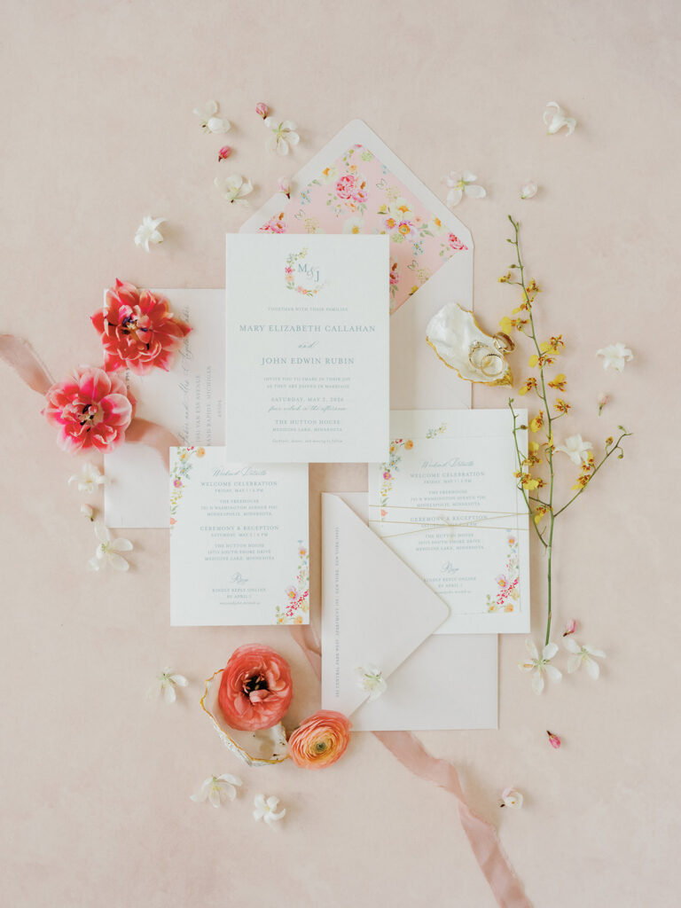 Wedding invitation suite.