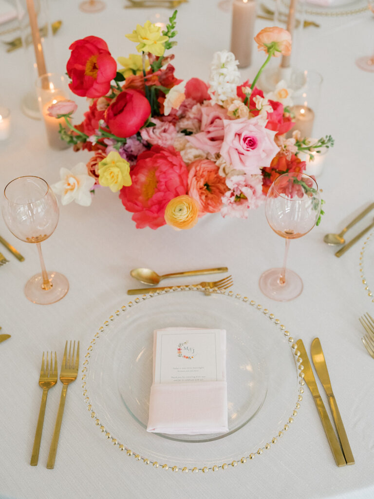The catering menu is set for a delicious dinner, kicking off this couple's wedding reception at The Hutton House.