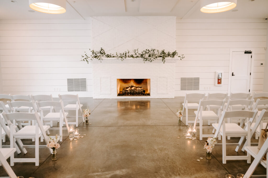 The Hutton House Fireside Room provides a stunning space for a cozy and intimate wedding ceremony