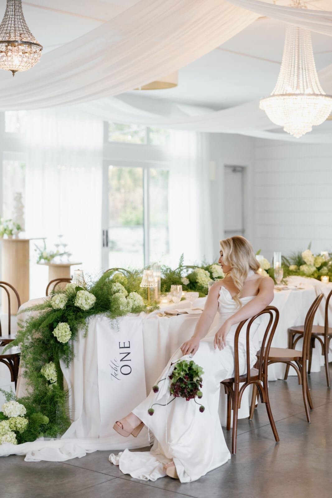 Drapery and layered linens at The Hutton House