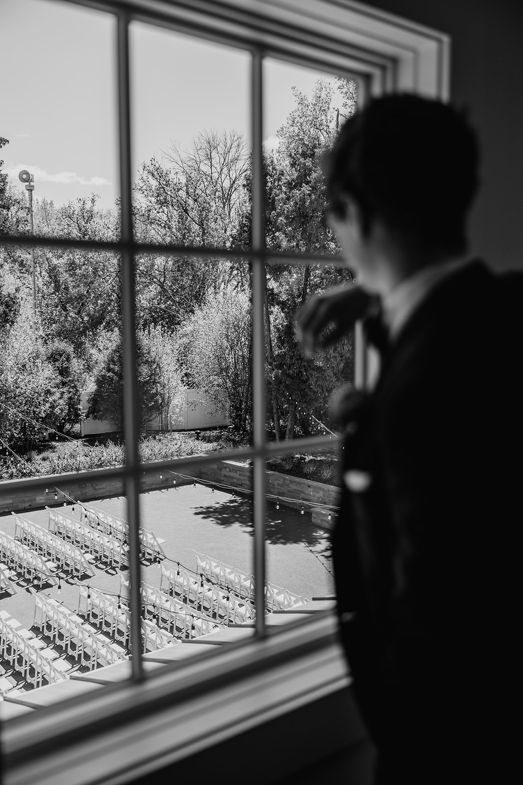 Groom getting ready in luxury suites before wedding ceremony at The Hutton House
